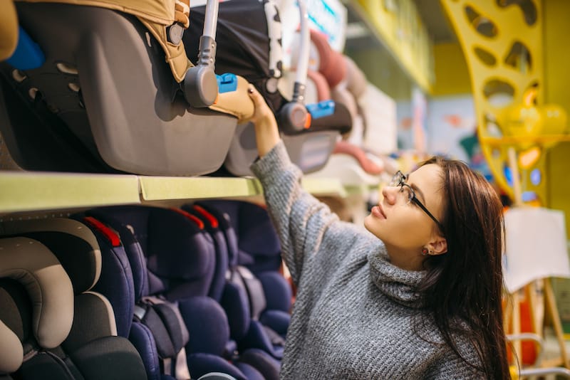 A mom has traded in her infant's car seat and is now shopping for a new one