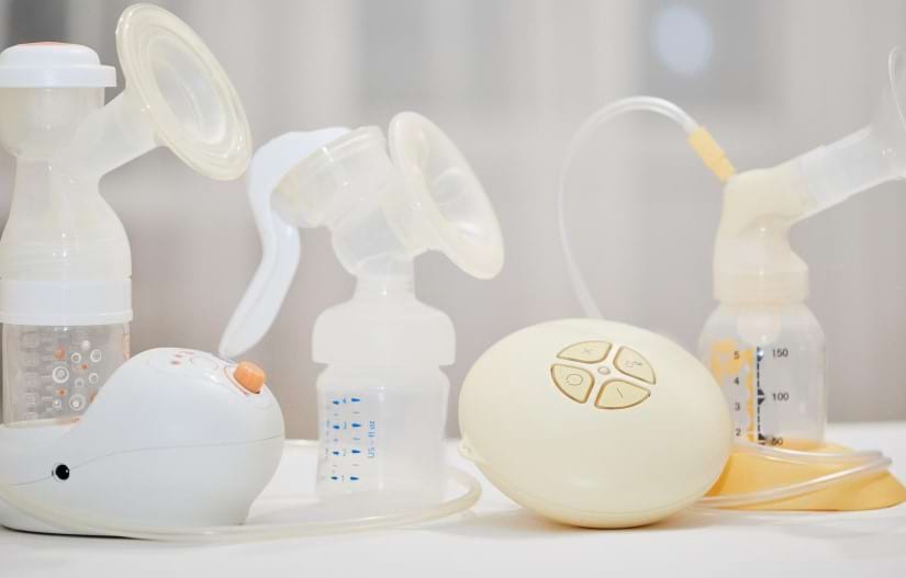 Different breast pumps on the table.